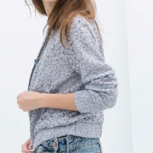 Zara Blue Lace Bomber Jacket